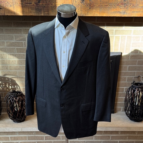 Canali mens 46R charcoal gray solid 100% wool 2-button suit jacket EUC
